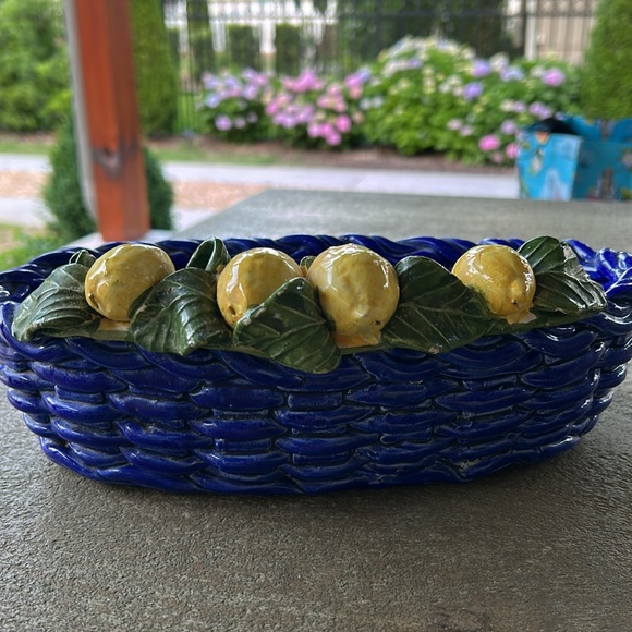 Italian Ceramic Basket Weave Lemon Basket - Picture 8 of 12